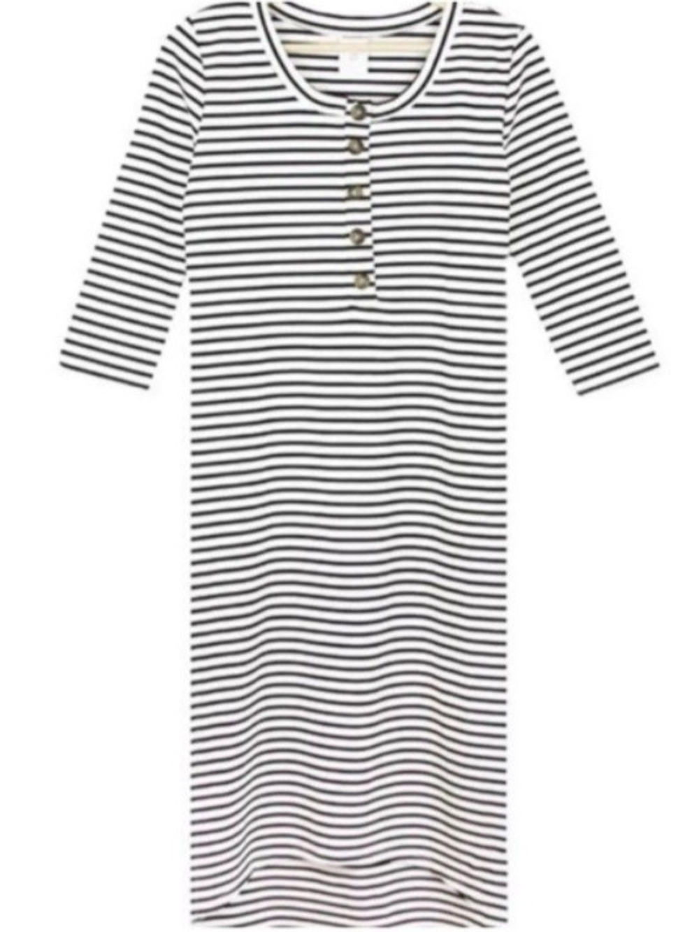 Lou Lou & Company Black and White Striped High Low Maternity & Nursing Dress